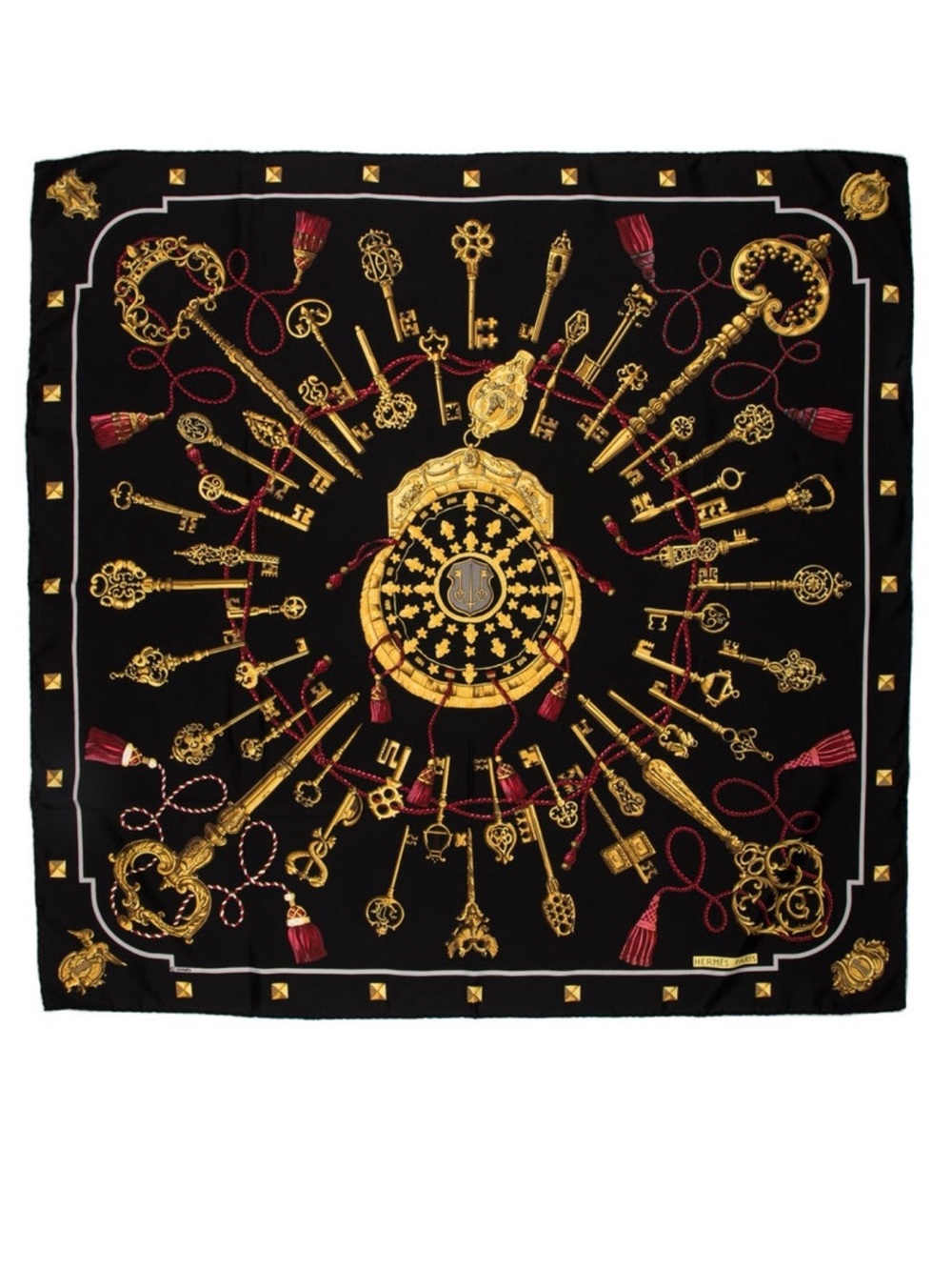 Authentic Hermès Paris silk scarf titled “Les Clés.”